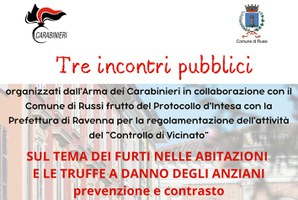 Altri appuntamenti per il “Controllo di Vicinato” con la partecipazione dei Carabinieri